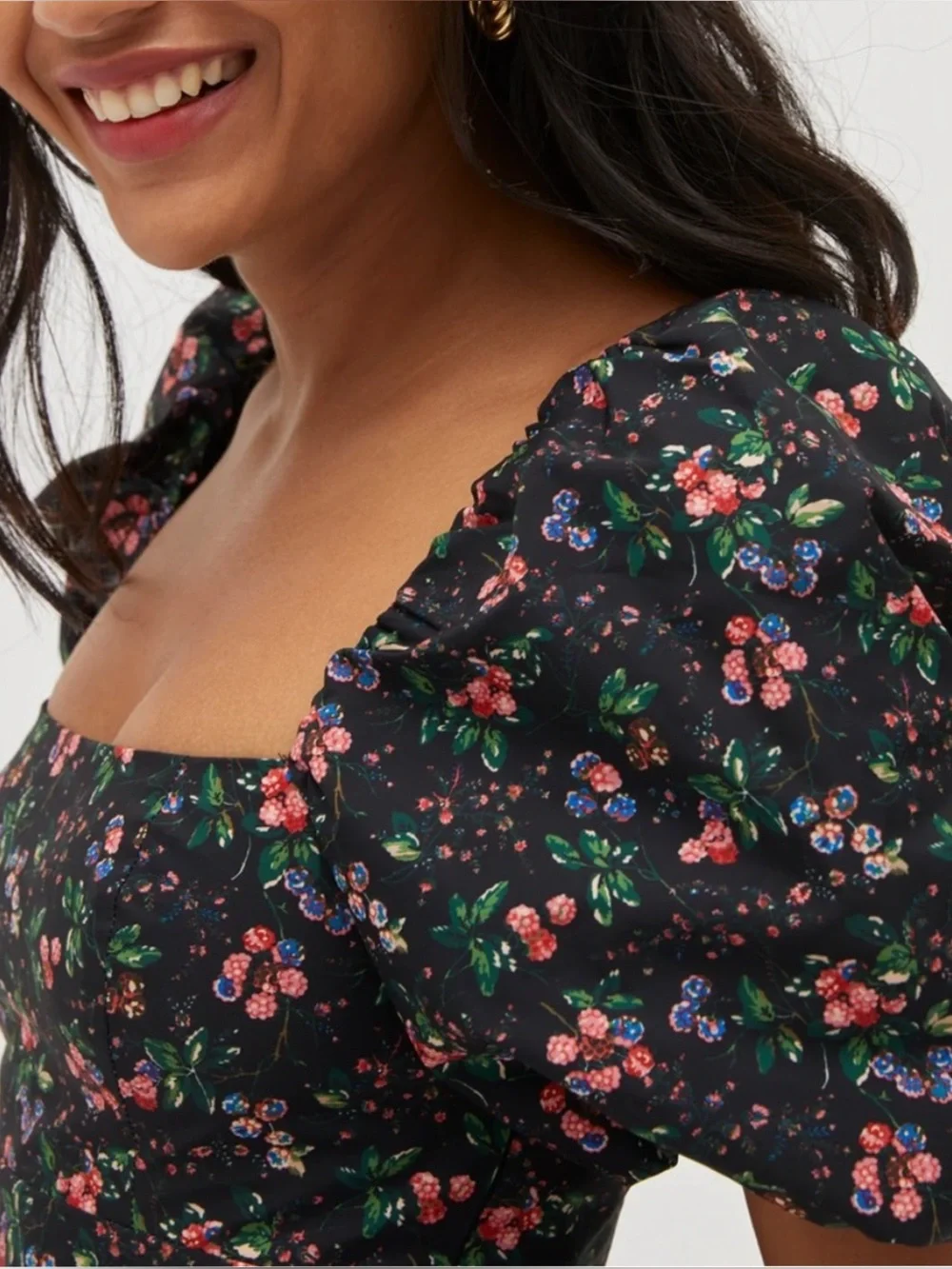 HILL HOUSE | The Matilda Puff Sleeve Top in Multi Berry Taffeta, Size Large